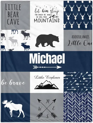 Miniatura 8 de Manta de bebé personalizada con nombre para niños y niñas, manta personalizada con temática de bosque, ropa de cama de franela suave para recién