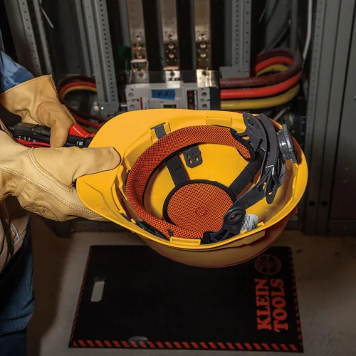Miniatura 10 de Klein Tools Casco duro, estilo de gorra no ventilada, acolchado, autodesible, resistente al olor, probado hasta 20 kV Amarillo