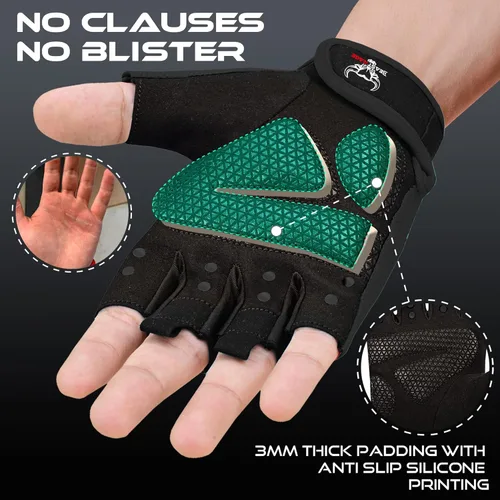 Miniatura 9 de BEAST RAGE Guantes de entrenamiento para hombres y mujeres, guantes de gimnasio sin dedos con protección de la palma, transpirables y ligeros