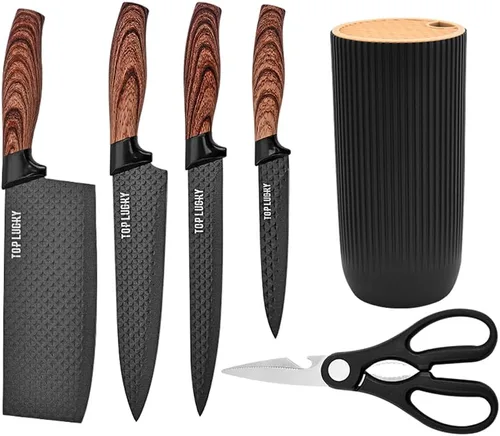 Miniatura 8 de Juego de Cuchillos, Wiztoynia Juego de Cuchillos de Cocina Negros de 6 Piezas para el Hogar, Juego de Cuchillos de Chef Afilados de Acero Inoxidable