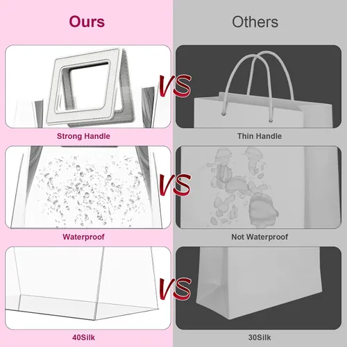 Miniatura 5 de Zwish 6 bolsas de regalo transparentes con asa de 8.5 x 8.1 x 4.1 pulgadas, bolsas de regalo transparentes a granel para recuerdos de fiesta, boda