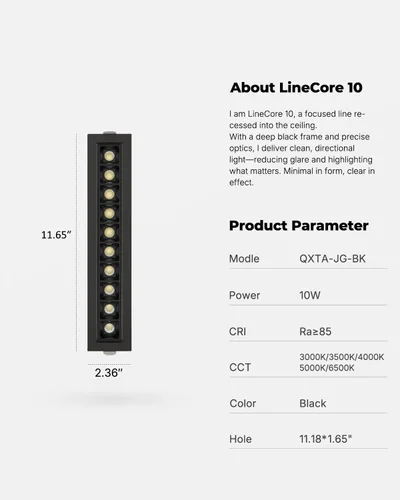 Miniatura 4 de SCON Focos empotrados de matriz ajustable de 10 W, paquete de 4 unidades, 5 CCT 3000-6500K de aluminio LED lineal, luz descendente con molde