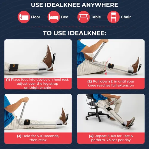 Miniatura 2 de IdealKnee One Pad - Dispositivo avanzado de extensión de rodilla y alivio del dolor - Avalado por fisioterapeutas y cirujanos - Ideal