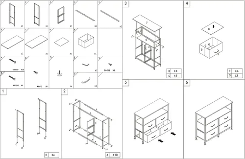 Miniatura 7 de Cómoda de almacenamiento con estantes para dormitorio, sala de estar, pasillo, organizador de armario con marco de acero resistente, estante