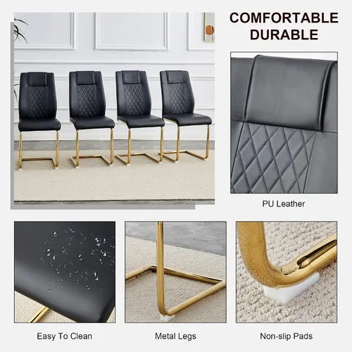 Miniatura 5 de gopop Juego de 6 sillas de comedor modernas para cocina, con patas de metal galvanizado, sillas laterales decorativas tapizadas con asiento de cojín