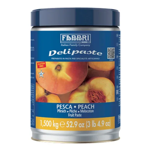 Fabbri Delipaste Melocotón, Compuesto aromatizante para gelato, helado, servicio suave, pastelería y confitería - 1 lata de 3.3 lb
