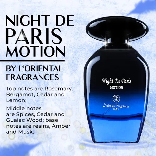 Miniatura 6 de Night De Paris Motion by L'Oriental Fragrances Eau De Parfum 3.3 oz (NIGPFZ006)