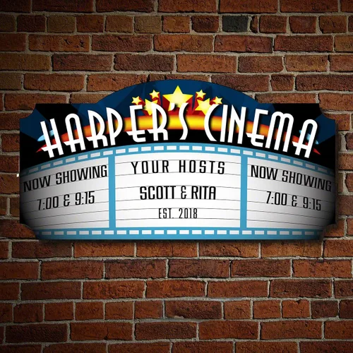 Blockbuster - Letrero personalizado para sala de películas de HomeWetBar - Decoración de pared de madera, arte de pared vintage
