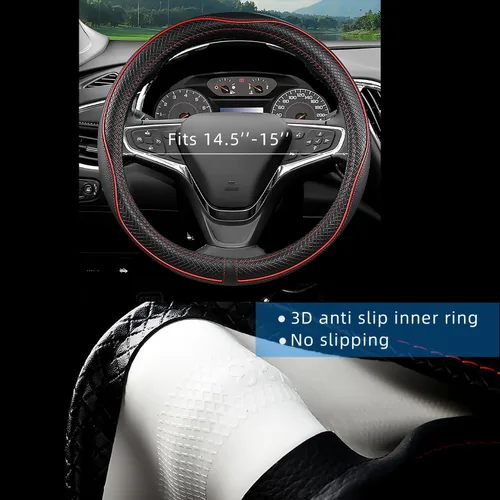 Miniatura 3 de Funda para volante de automóvil para Mazda, compatible con Mazda 3, Mazda 6, Mazda 5, CX-50, accesorios automotrices para Mazda, cuero premium, Rojo