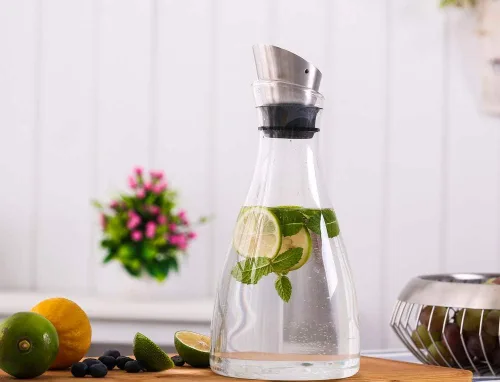 Miniatura 7 de Purefold - Jarra de vidrio de 44 onzas con tapa de acero inoxidable, jarra para té helado, jarra para jugo, tetera y cafetera, vajilla perfecta