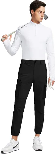 Miniatura 5 de Pinkbomb Pantalones cargo de senderismo para hombre con 7 bolsillos, ajustados, elásticos, para trabajo, viajes, golf, pantalones deportivos