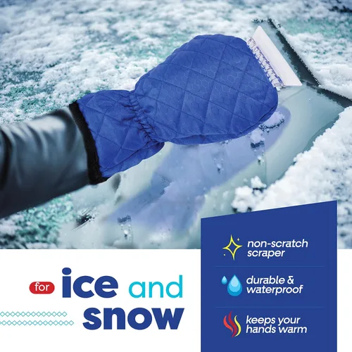 Miniatura 2 de SCRUBIT Rascador de hielo con guante, raspador de parabrisas de automóvil para hielo y nieve con guante de forro polar, raspa y quita la nieve