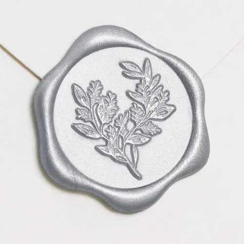 Miniatura 21 de UNIQOOO Calcomanías de sello de cera, calcomanías de sello de invitación de boda de rama de olivo, 50 calcomanías autoadhesivas de oro antiguo, Rama