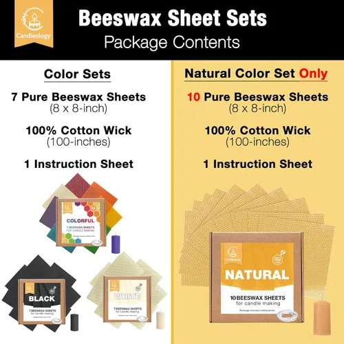 Miniatura 7 de Hojas de cera de abeja natural para hacer velas - Kit de enrollado de velas de cera de abeja DIY para niños y adultos Natural-Miel
