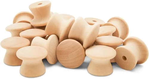 Miniatura 4 de Woodpeckers Perillas de madera de grano final, 1 pulgada, paquete de 25 pomos de madera pequeños sin terminar para armarios, aparadores, tiradores