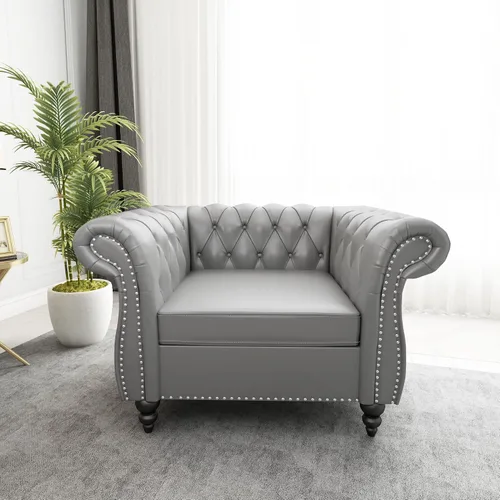 Miniatura 20 de ORRD - Sofá Chesterfield de Terciopelo, Sofá Moderno de Terciopelo con 3 Asientos con Brazos Enrollados y Clavos para Sala de Estar, Dormitorio