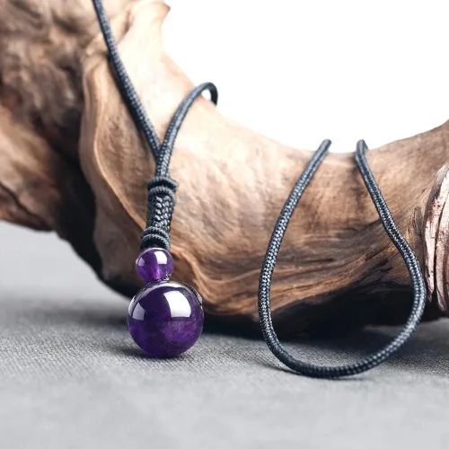Miniatura 4 de iSTONE Collar unisex con dije de cuentas redondas auténticas, cadena de cuerda negra de 24 pulgadas para hombres y mujeres
