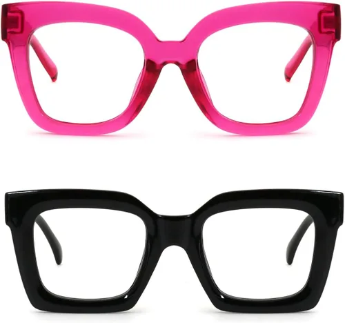 Miniatura 7 de Gafas de lectura de ojo de gato de gran tamaño para mujer, lentes de bloqueo de luz azul para computadora, estilo retro negro