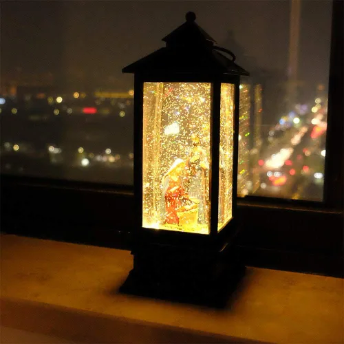 Miniatura 6 de Wondise - Linterna de globo de nieve de proyección de Halloween con temporizador, linterna de calaveras brillantes con agua giratoria operada por