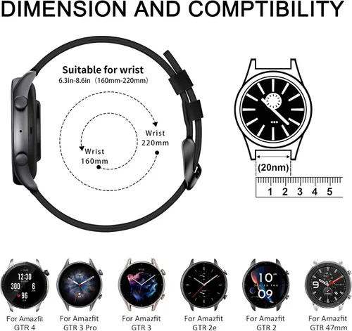Miniatura 4 de AK Correa de cuero para Amazfit GTR 4/GTR 3 Pro, correa ajustable de liberación rápida de 0.866 pulgadas con hebilla de metal para mujeres
