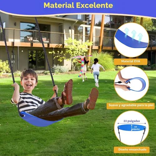 Miniatura 7 de Lunafun Juego de columpios para patio trasero con tobogán para niños, 440 libras, marco en A, 1 asiento de columpio con platillo, 1 asiento