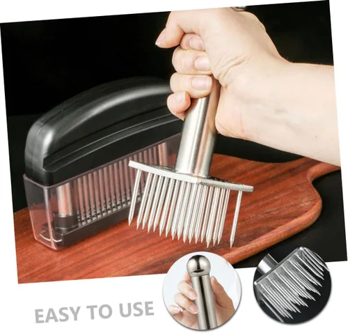Miniatura 5 de Herramienta ablandadora de carne de acero inoxidable con 28 pines, mazo de cocina de mano para ablandar cerdo, carne de res, pollo y pavo, fácil