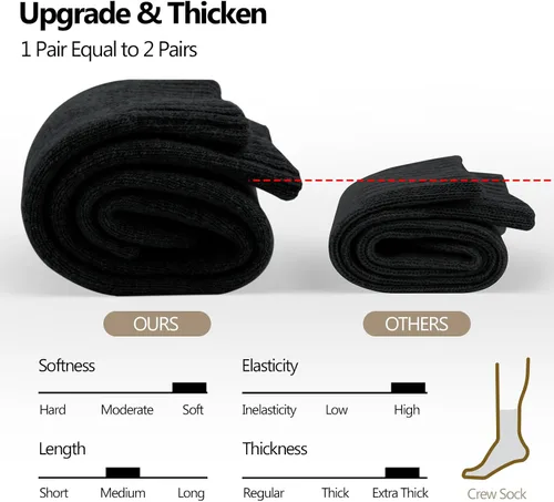 Miniatura 4 de EXCELLENT THERMAL Calcetines de lana merino para hombre, calcetines cálidos suaves de invierno para hombres, calcetines acogedores de senderismo