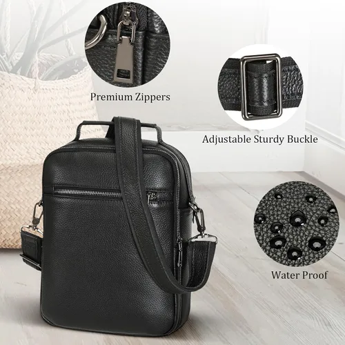 Miniatura 7 de Polare - Bolso de mensajero de cuero italiano de grano completo, estilo vintage, bolso cruzado al hombro, estilo casual, bolso de negocios