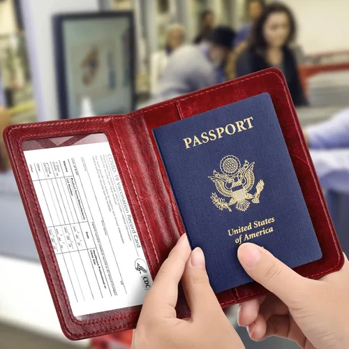 Miniatura 2 de Combo de tarjetero para pasaporte y vacuna, soporte para pasaporte con ranura para tarjeta de vacuna, cartera para pasaporte, funda para pasaporte