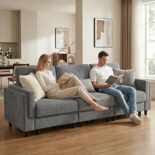 Miniatura 11 de KKL Sofá modular de 84 pulgadas, sofás de 3 plazas para sala de estar con almacenamiento, sofá modular de asiento profundo seccional, funda