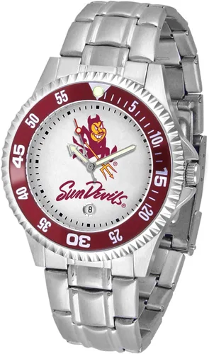Miniatura 7 de SunTime Reloj de cuarzo de 1.575 in para hombre, correa de acero inoxidable de 0.787 in, esfera Gameday Tulane ola verde