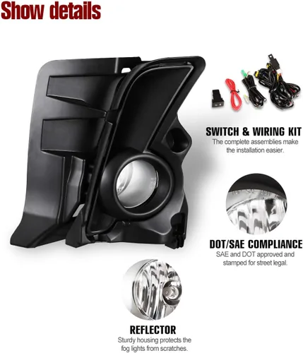 Miniatura 3 de Faros antiniebla para Toyota Highlander 2017-2019 OEM de repuesto para faros antiniebla, lente transparente, 2 piezas
