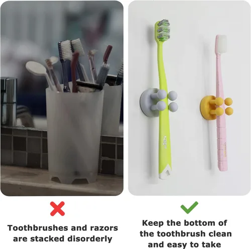 Miniatura 4 de 4 soportes de silicona para cepillos de dientes, gancho multifunción, impermeable, autoadhesivo, para cepillo de dientes, soporte para enchufe