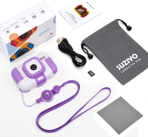 Miniatura 7 de Cámara para niños, juguetes electrónicos de cumpleaños para niños, videocámara digital mejorada para selfie de niños pequeños 1080P para niños de 4