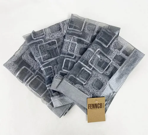 Miniatura 4 de Fennco Styles Juego de 4 manteles individuales bordados con diseño geométrico, traslúcido, 13 pulgadas de ancho x 19 pulgadas de largo, juego de 4