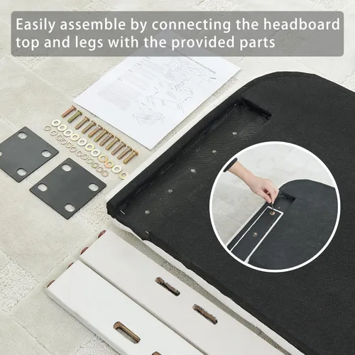 Miniatura 6 de Cabecero tapizado capitonado tamaño Queen, cabecera con botones de altura ajustable, solo cabecera Queen, madera maciza resistente y duradera