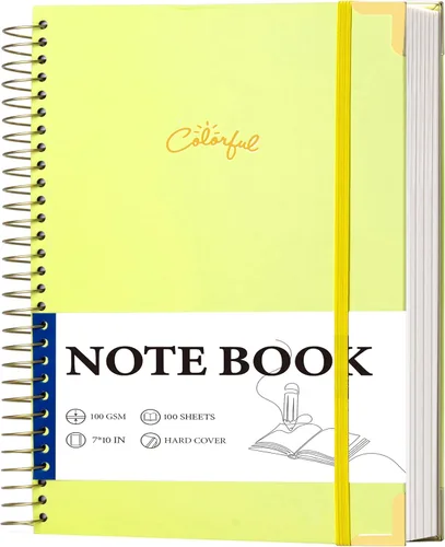 Miniatura 8 de Yoment Cuaderno de espiral B5 con bolsillos para carpeta, 200 páginas de tapa dura, diario de rayas universitarias, papel grueso de 3.53 oz/m²