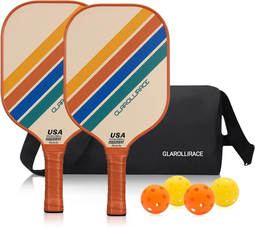 Juego de 2 palas de pickleball | 4 raquetas de pickleball, juego de pickleball aprobado por USAPA, superficie de fibra de vidrio | fibra de carbono