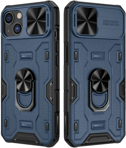 Miniatura 11 de VEGO Funda con soporte para iPhone 13 Pro Max / 12 Pro Max de 6.7 pulgadas con cubierta deslizante para lente, soporte de anillo giratorio de 360