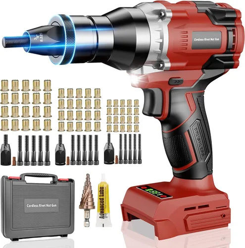 Miniatura 10 de Pistola de tuerca remachadora inalámbrica para batería De-walt de 20 V, herramienta de tuerca remachadora eléctrica sin escobillas con 3 tamaños