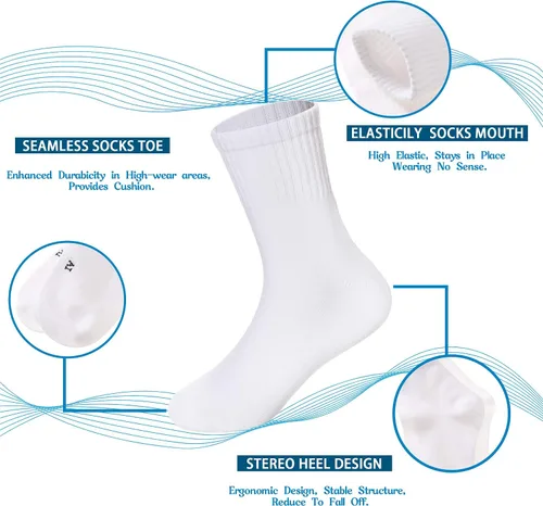 Miniatura 4 de Calcetines clásicos para niños de 10 pares, de algodón atlético para niños y niñas, básicos, para uniforme escolar, transpirables, casuales