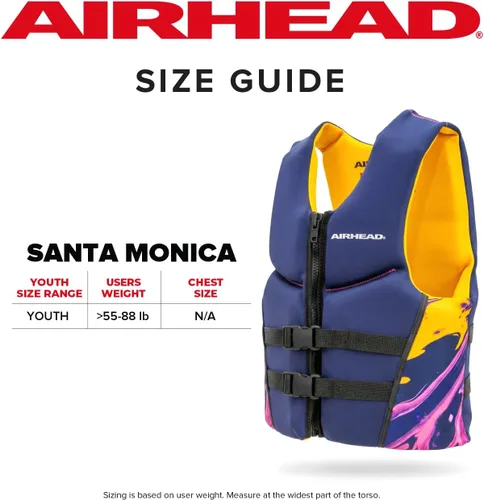 Miniatura 7 de Airhead Chaleco salvavidas Santa Monica de varios tamaños, chalecos de natación para adultos, niños y jóvenes, tela Kwik Dry Neolite - Aprobado por