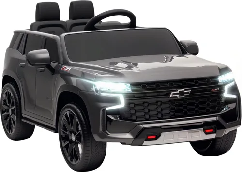 Aosom Chevrolet Tahoe Ride On Car con licencia de 12 V 7 AH batería de juguete con control remoto parental, luces LED, música, suspensión de 4 Gris