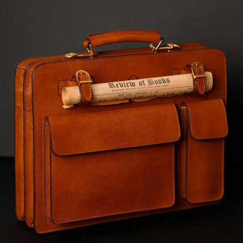 Miniatura 10 de Time Resistance Maletín de cuero - Bolso elegante para hombre - Maletín de negocios y vintage Made in Italy