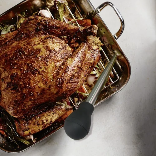 Miniatura 6 de Baster de acero inoxidable para pavo con cepillo de limpieza, jeringa de grado alimenticio para cocinar y rociar con 2 agujas inyectoras de adobo