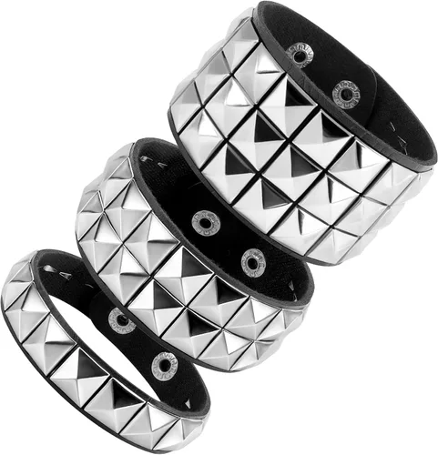 Miniatura 10 de Pulsera con tachuelas, Spike Punk Goth Punk de cuero para mujeres y hombres
