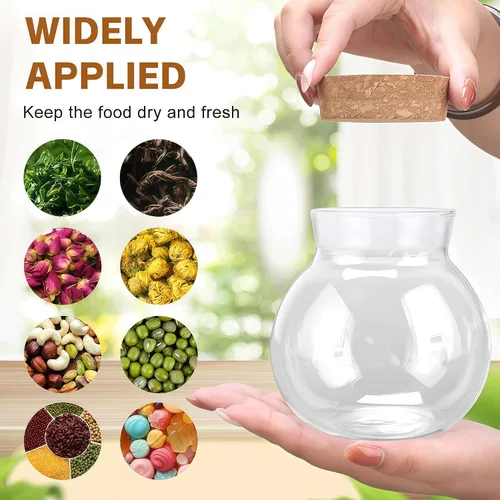 Miniatura 7 de 1 botella vacía transparente de vidrio de borosilicato alto con tapa de corcho, recargable de gran capacidad, frascos sellados, frascos, dispensador
