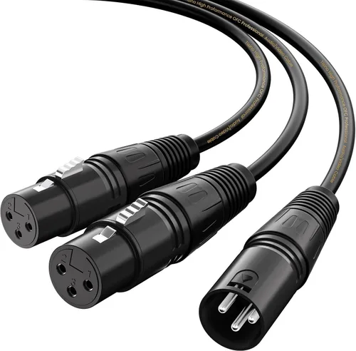 Miniatura 8 de Tisino Cable XLR Y-Splitter Cable hembra doble XLR a macho de micrófono combinador Y cable de conexión de adaptador de micrófono equilibrado