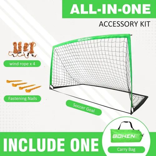 Miniatura 5 de BOHEN 9x5 FT Kids Soccer Goals with Carry Bag, Portable Folding Soccer Net for Backyard Training, Indoor/Outdoor Use for Youth and Adult Verde