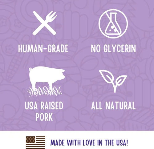 Miniatura 5 de Full Moon - Natural Cut Pork Jerky - Golosinas naturales de cerdo cortadas, saludables, naturales y de grado humano para perros, sin granos, 10 onzas